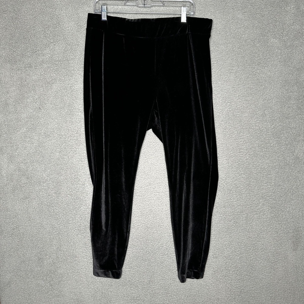 LOFT Velvet Pants Women‎ Plus Size 18 Black Pull On Skinny Goth Capsule Career